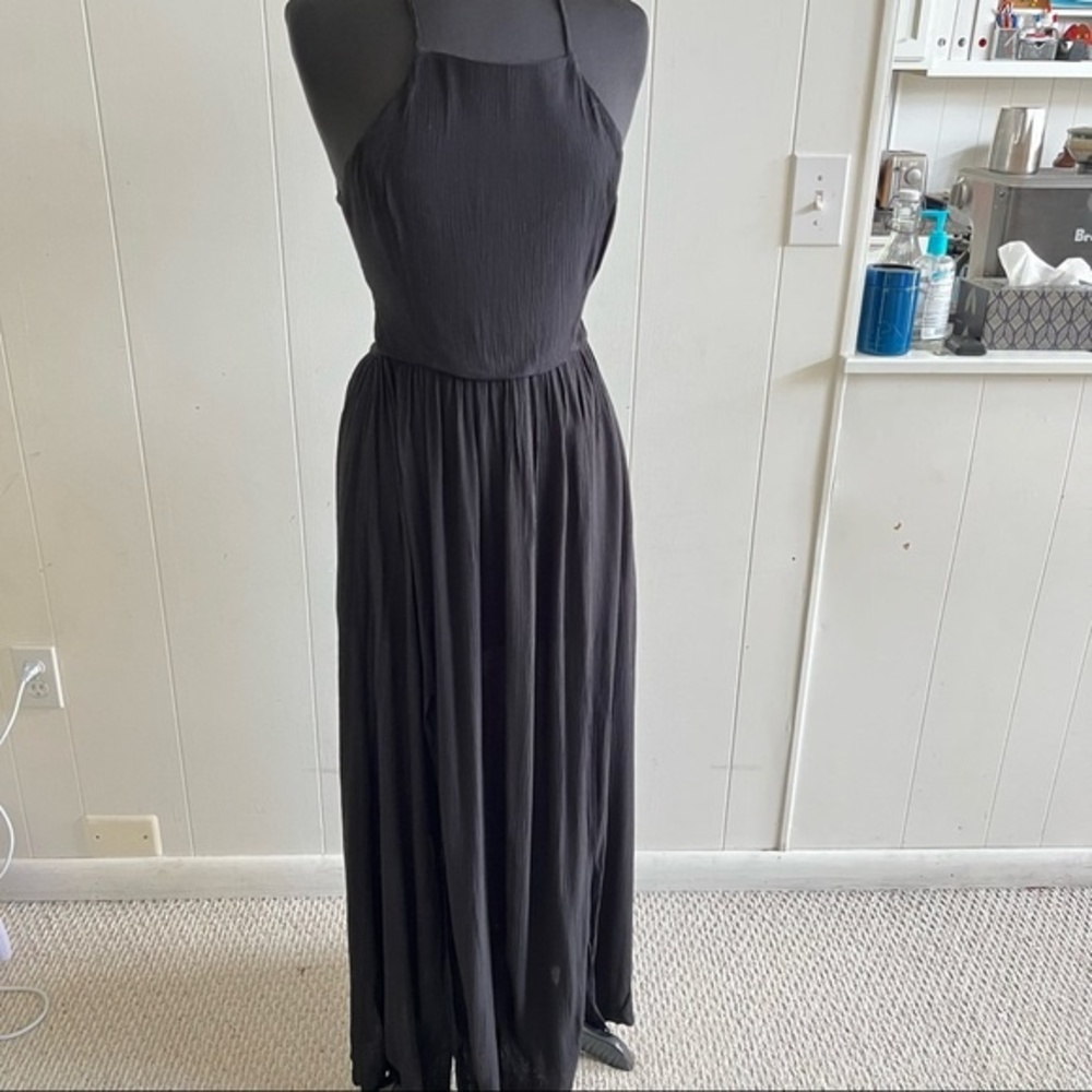 Lulu’s Heart's Desire Black Lace-Up Maxi Dress